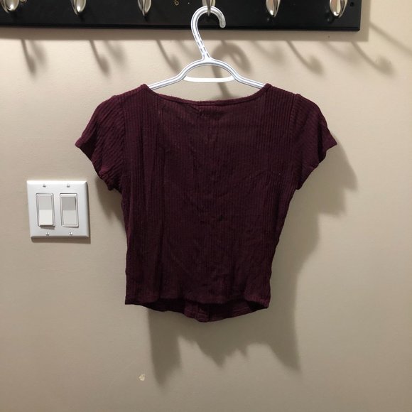 Garage Burgundy Short Sleeve Crop - Picture 2 of 2